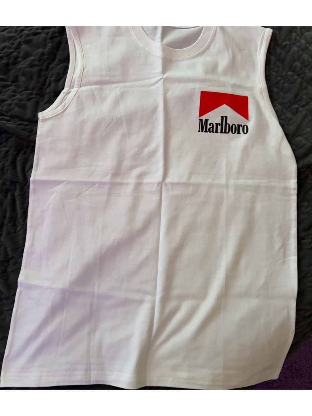 Marlboro White Tank Top with Bold Red Logo
